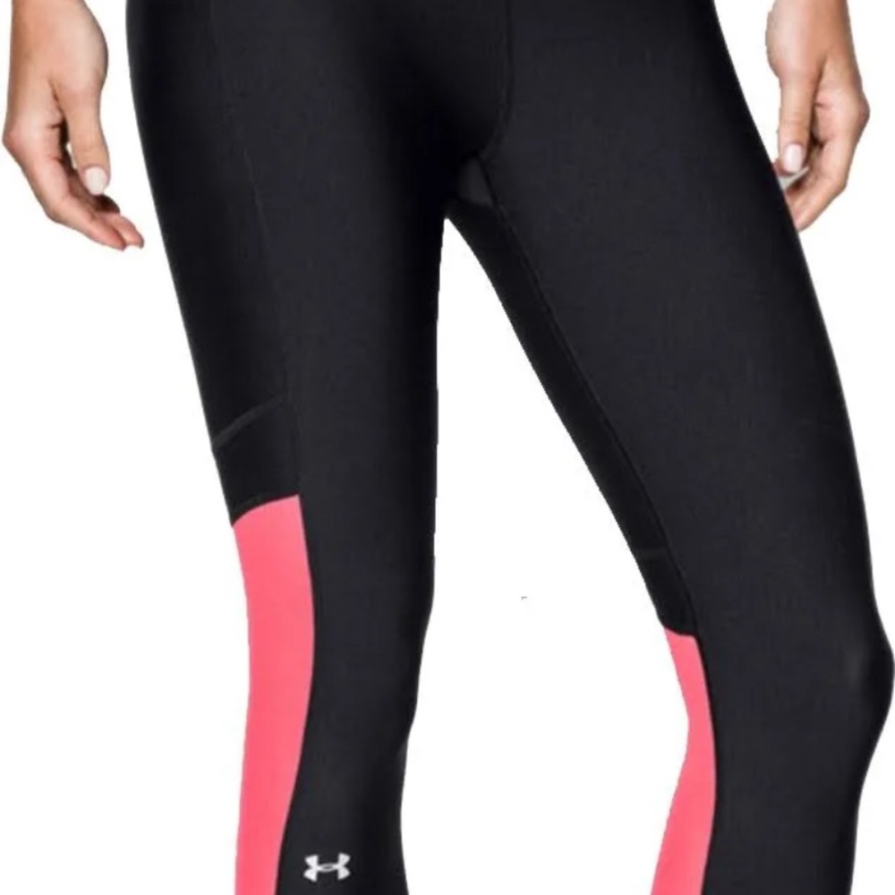 Under Armour Heatgear Womens Running Capri Tights - Black with Pink